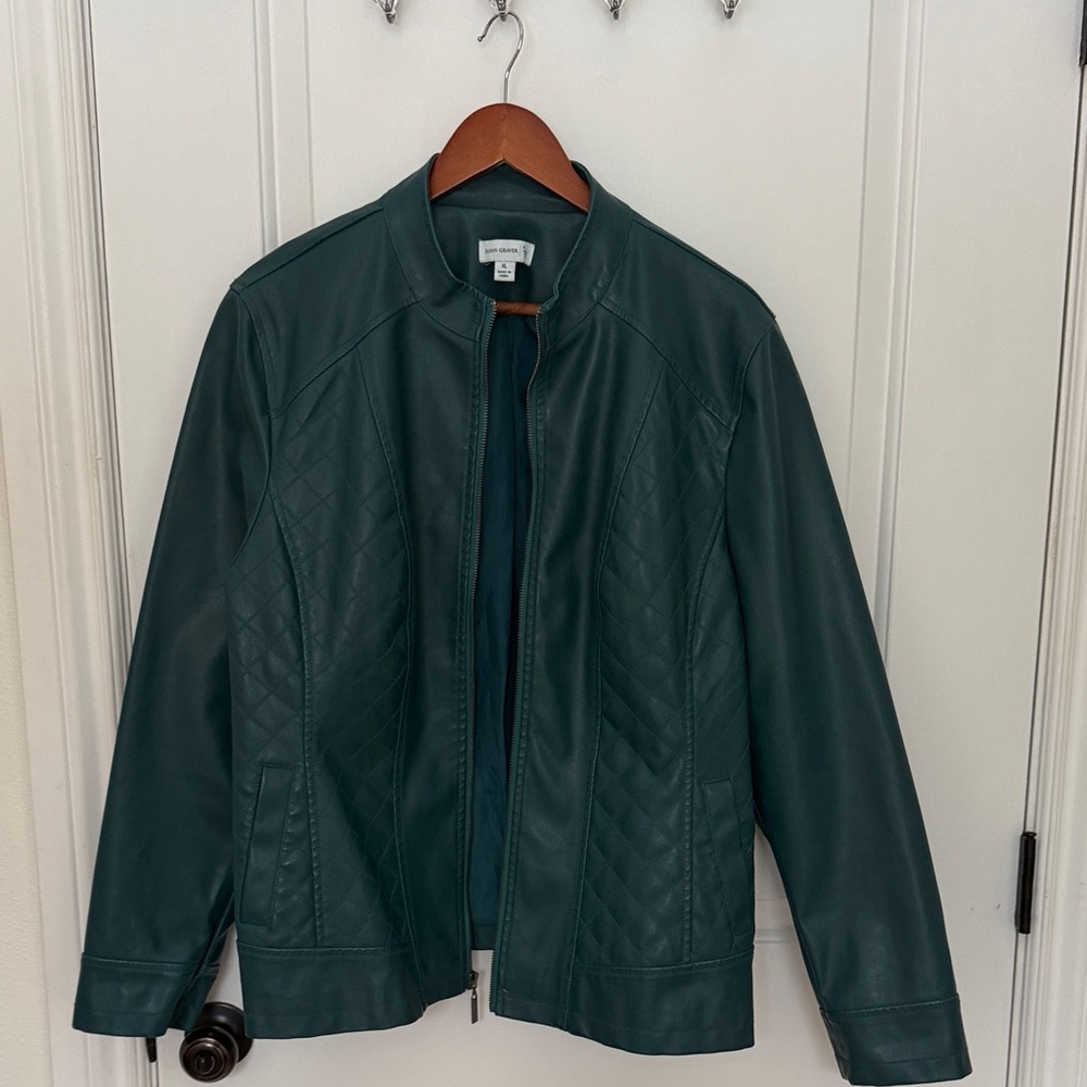 Susan Graver Teal Outerwear Faux Leather